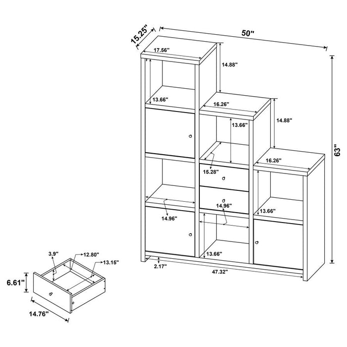 Spencer Bookcase with Cube Storage Compartments Cappuccino