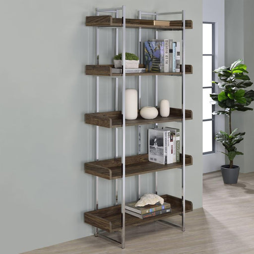 angelica-5-shelf-bookcase-walnut-and-chrome