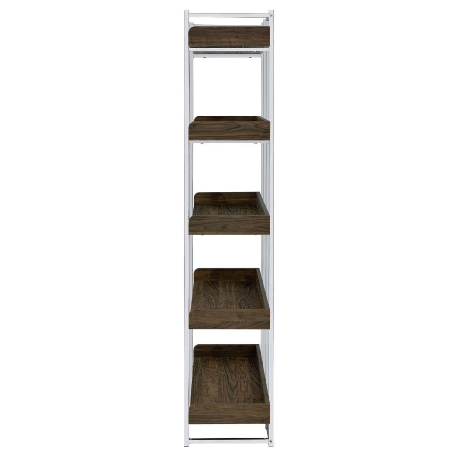 Angelica 5-shelf Bookcase Walnut and Chrome