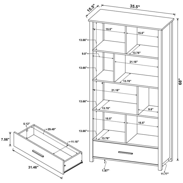 Dylan Rectangular 8-shelf Bookcase GREY