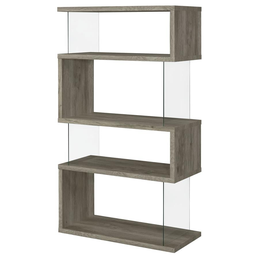 Emelle 4-shelf Bookcase with Glass Panels