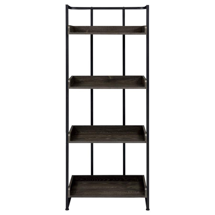 Ember 4-shelf Bookcase Dark Oak and Sandy Black