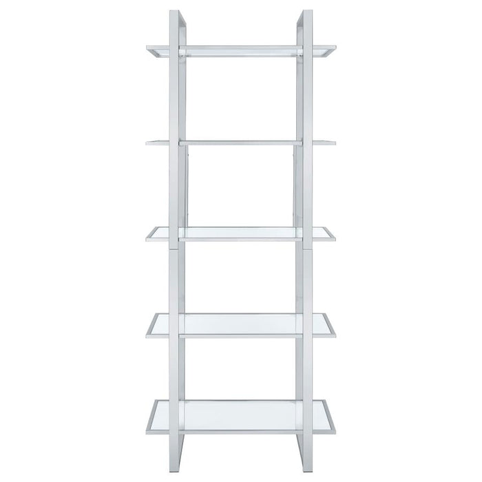 Hartford Glass Shelf Bookcase Chrome