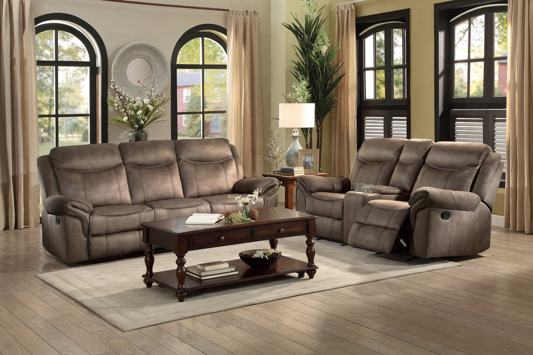 Aram Recliner Loveseat BROWN MICROFIBER