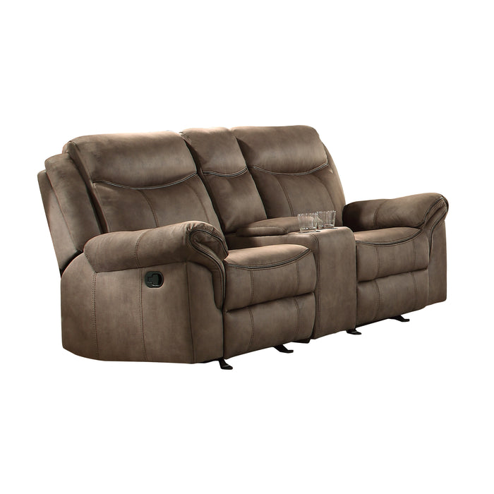 Aram Recliner Loveseat BROWN MICROFIBER