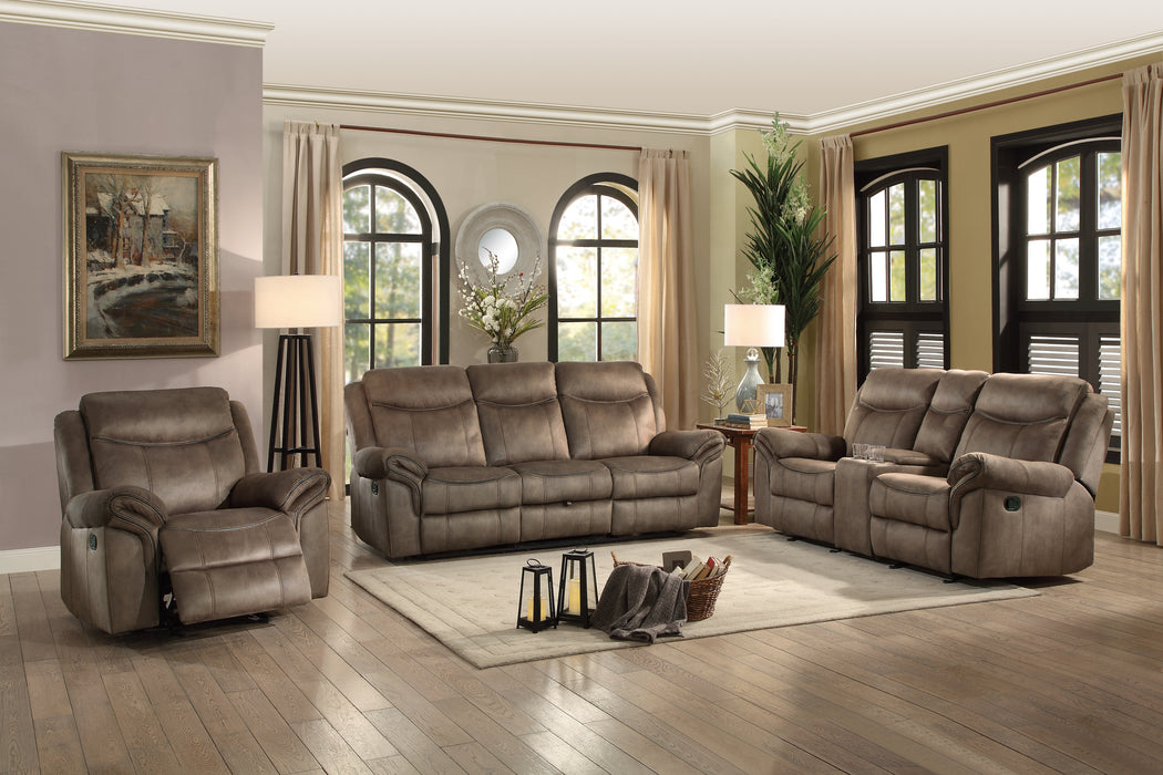 Aram Recliner Loveseat BROWN MICROFIBER