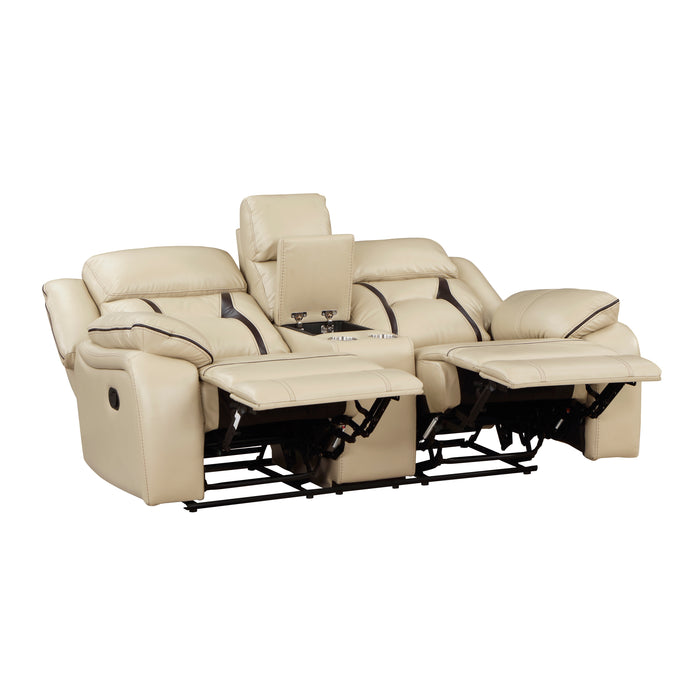 Amite Recliner Loveseat BEIGE VINYL