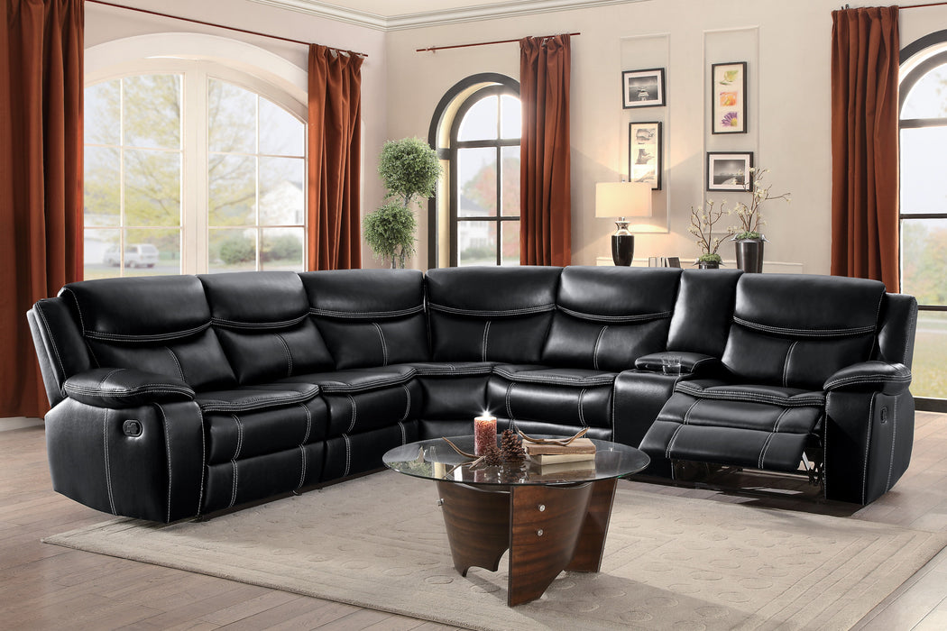 Bastrop 3-Piece Sectional with Right Console BLACK VINYL