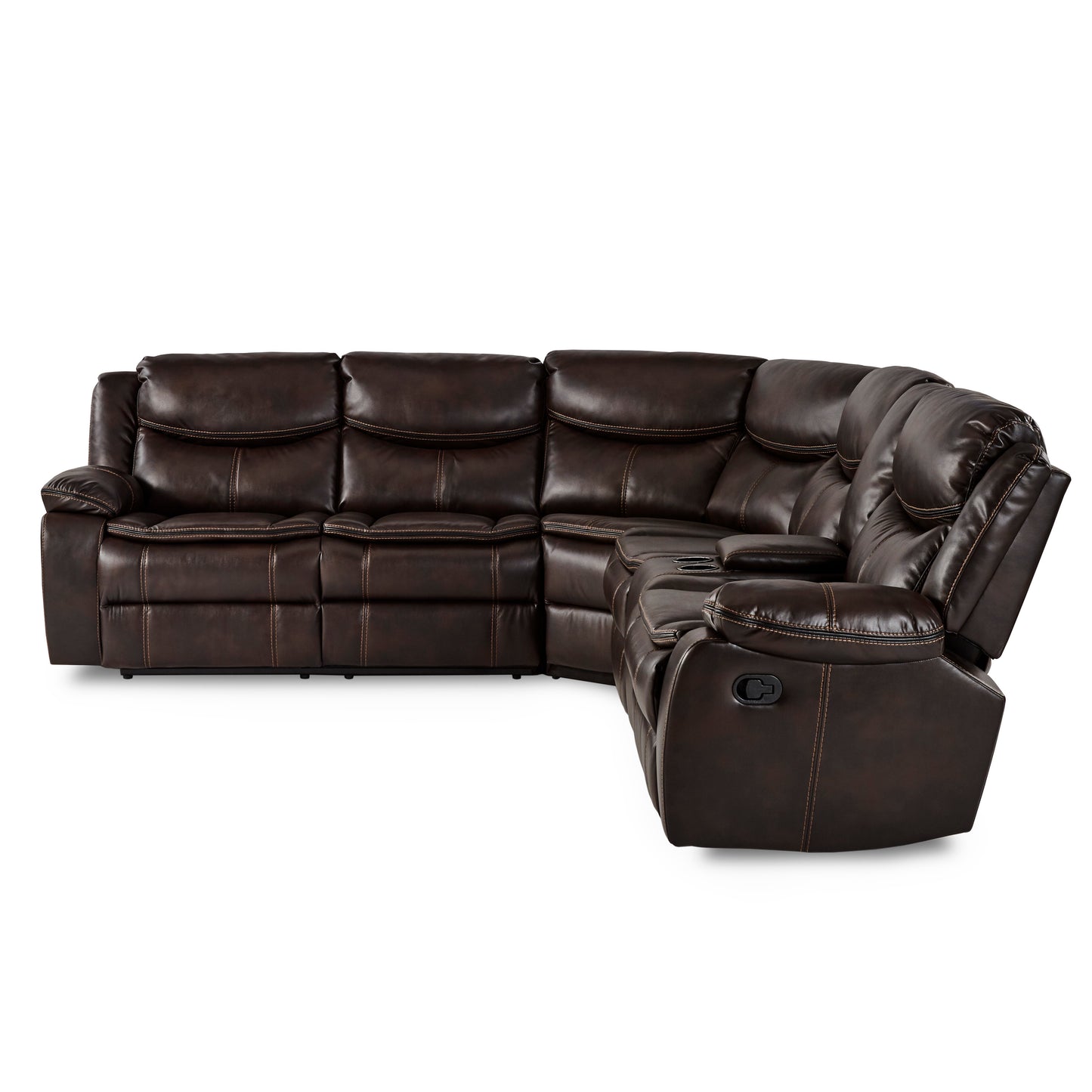 Bastrop 3-Piece Sectional with Right Console BROWN VINYL