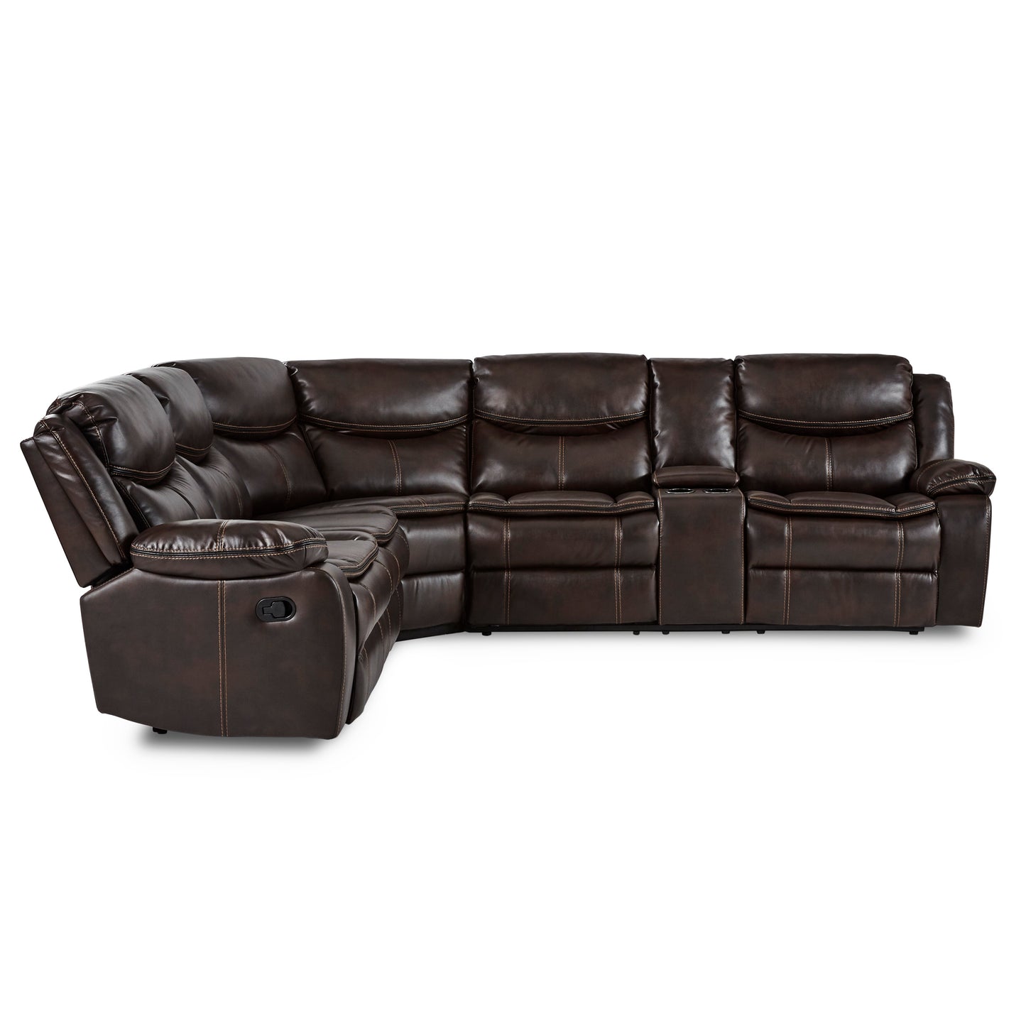 Bastrop 3-Piece Sectional with Right Console BROWN VINYL