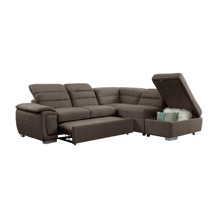 Platina Sectional W/Sleeper & Storage CHOCOLATE