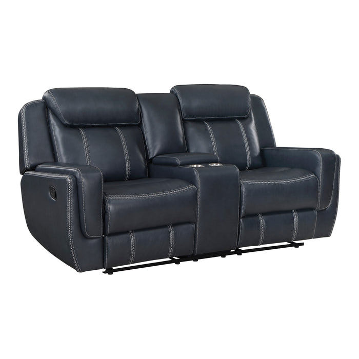 BU Recliner Loveseat  BLUE VINYL