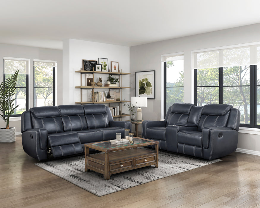 BU Recliner Loveseat  BLUE VINYL