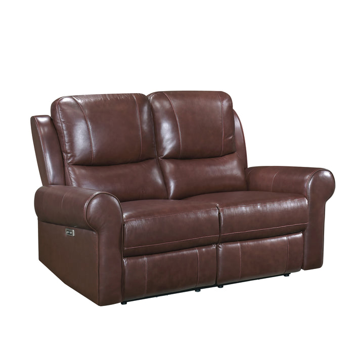 McCall Top Grain Leather Recliner Loveseat BROWN