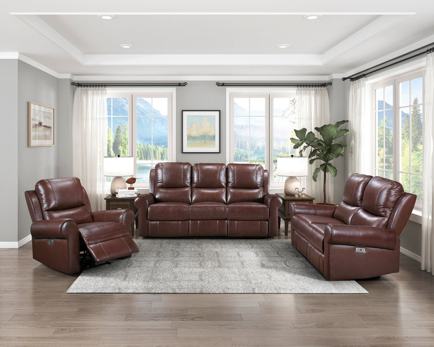 McCall Top Grain Leather Recliner Loveseat BROWN