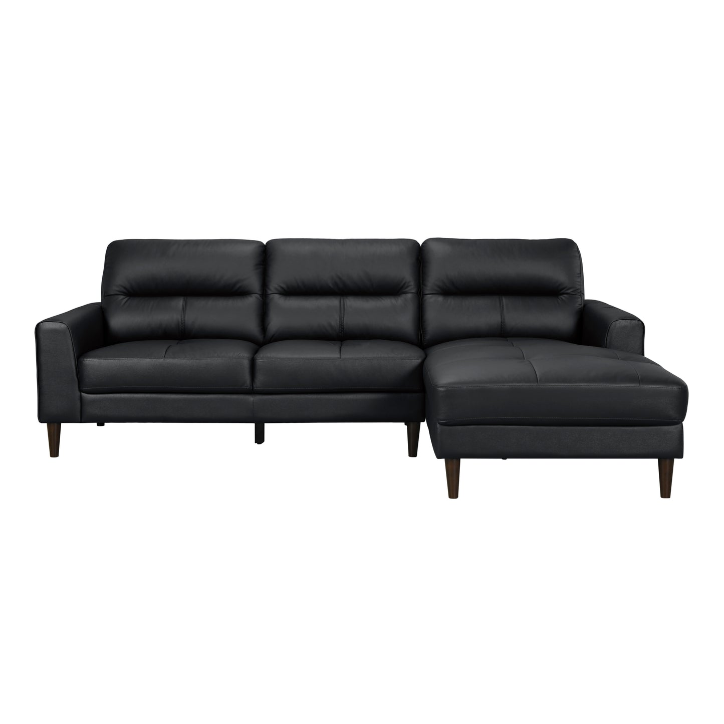 Lewes Top Grain Leather Sectional BLACK