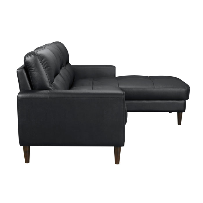 Lewes Top Grain Leather Sectional BLACK