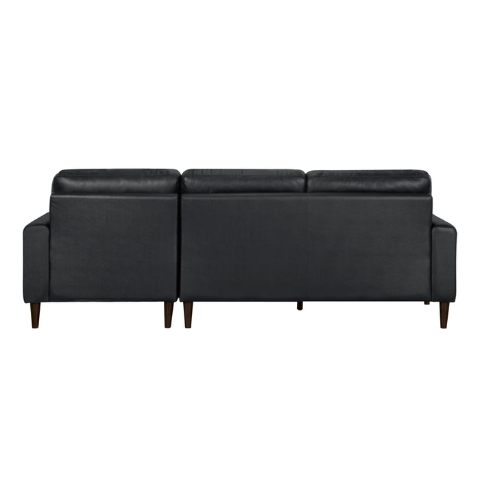 Lewes Top Grain Leather Sectional BLACK