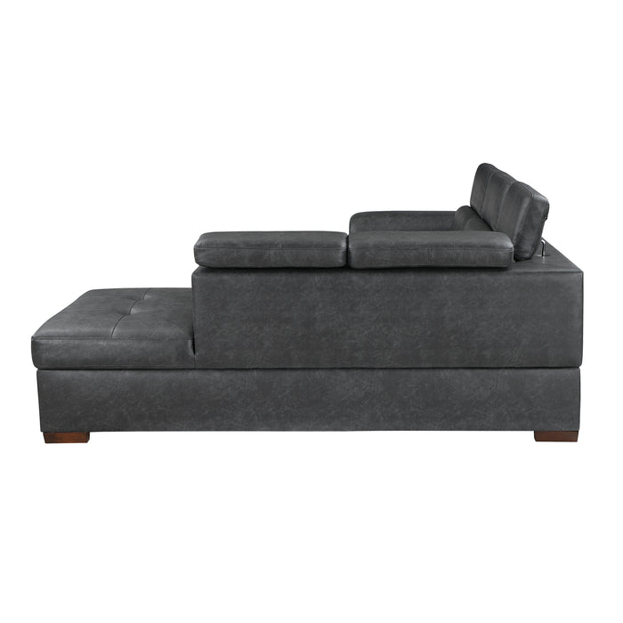 Barre 2-Pcs Sectional w/ Pull-out Bed & RAF ONLY w/ Hidden Storage, Adj. Headrests GREY ONLY