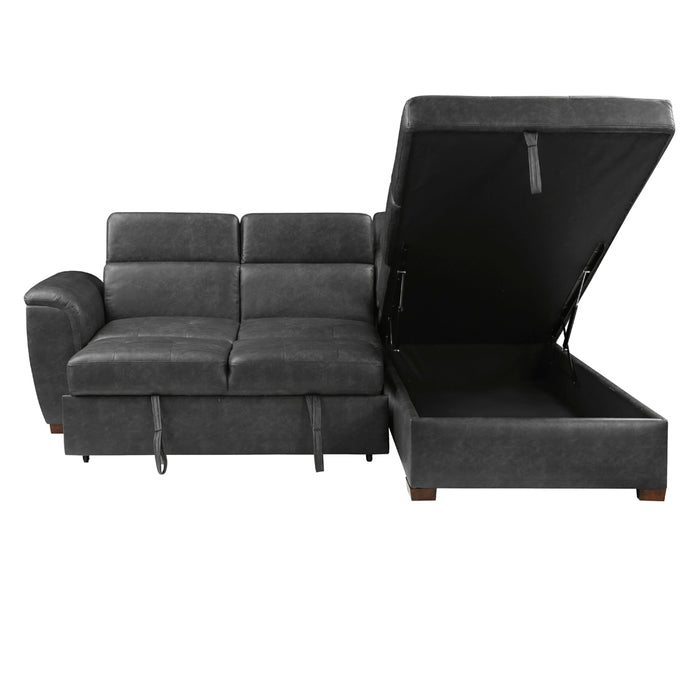 Barre 2-Pcs Sectional w/ Pull-out Bed & RAF ONLY w/ Hidden Storage, Adj. Headrests GREY ONLY