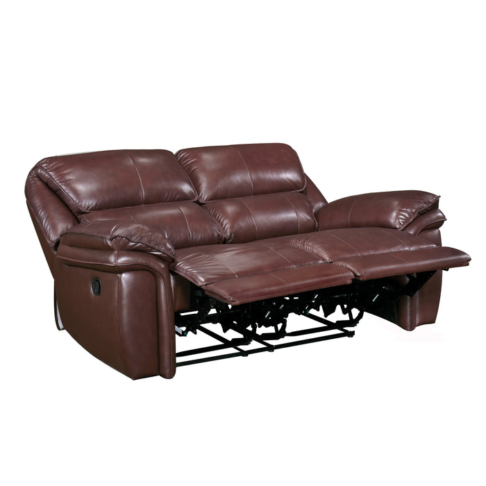 Lyman Top Grain Leather Recliner Loveseat BROWN