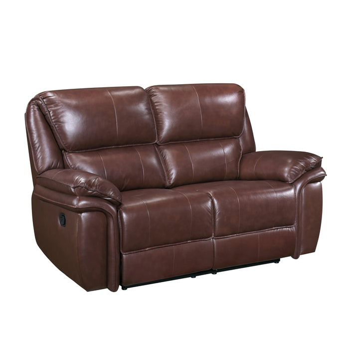 Lyman Top Grain Leather Recliner Loveseat BROWN