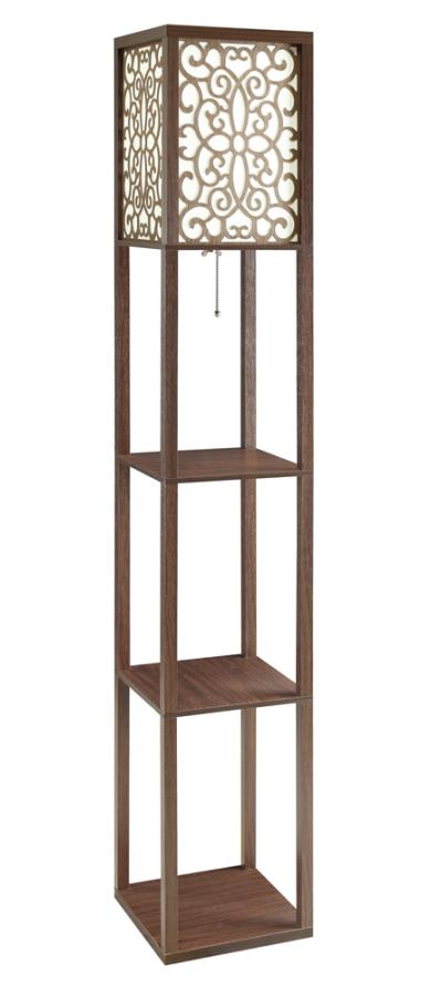 Macchino Square Floor Lamp with 3 Shelves Cappuccino