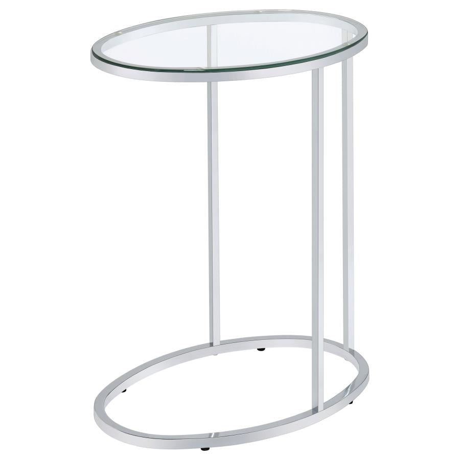 Kyle Oval Snack Table Chrome and Clear