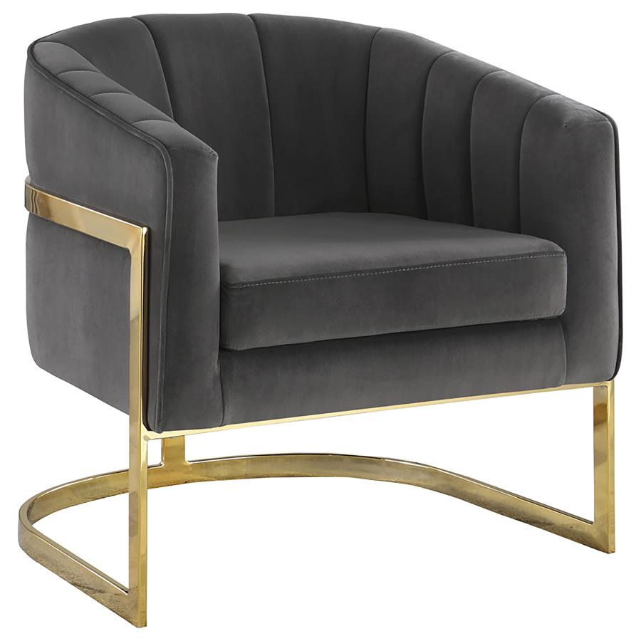 Joey Tufted Barrel Accent Chair Dark Grey and Gold