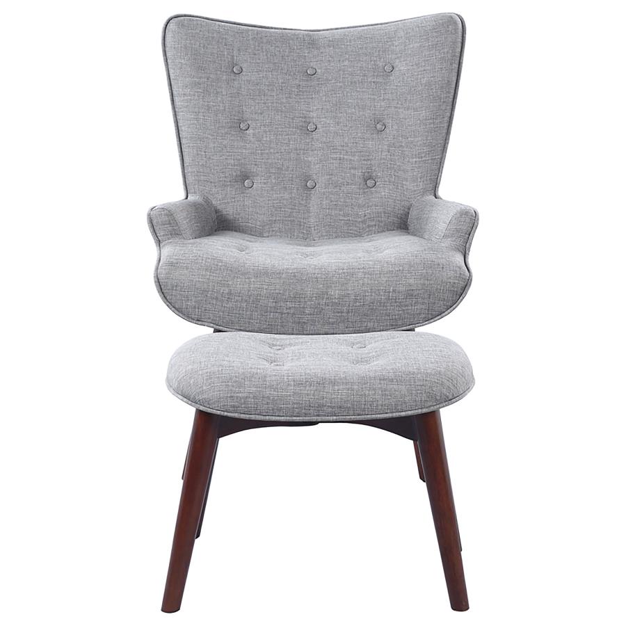 Willow Upholstered Accent Chair with Ottoman Grey and Brown