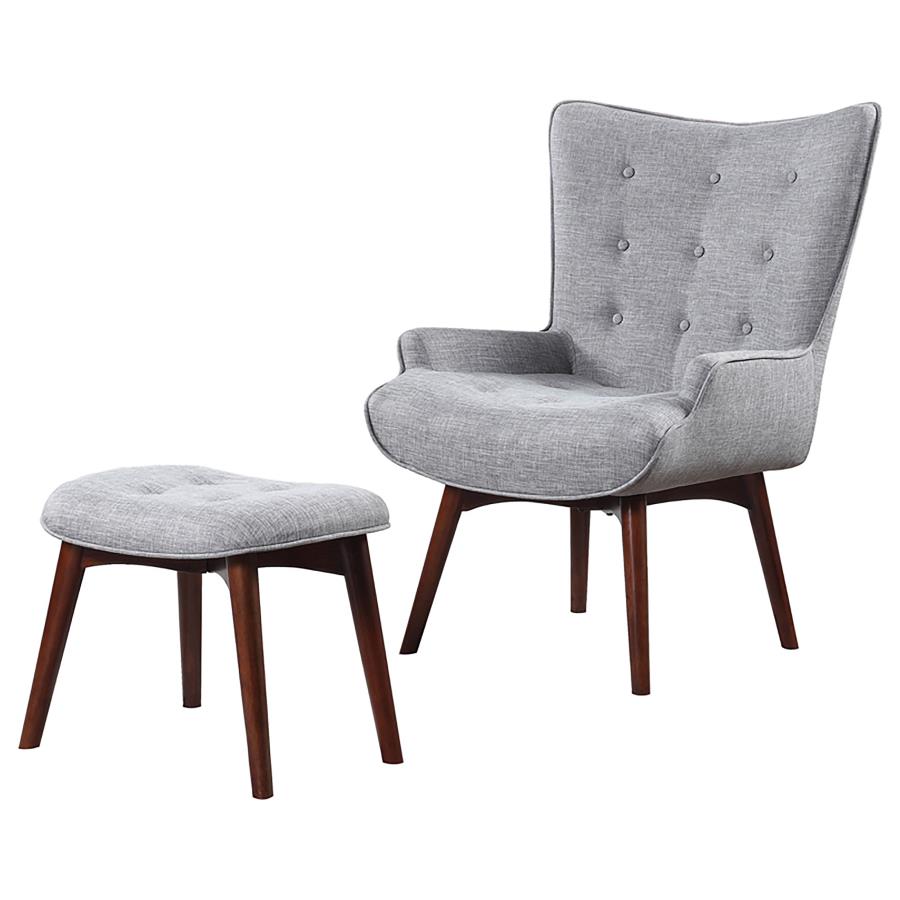 Willow Upholstered Accent Chair with Ottoman Grey and Brown