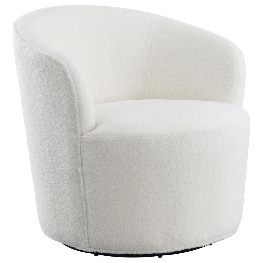Joyce Upholstered Swivel Barrel Chair White