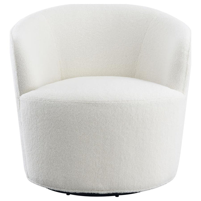 Joyce Upholstered Swivel Barrel Chair White