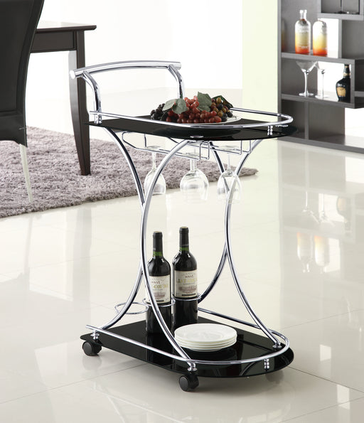 chrome-and-black-serving-cart