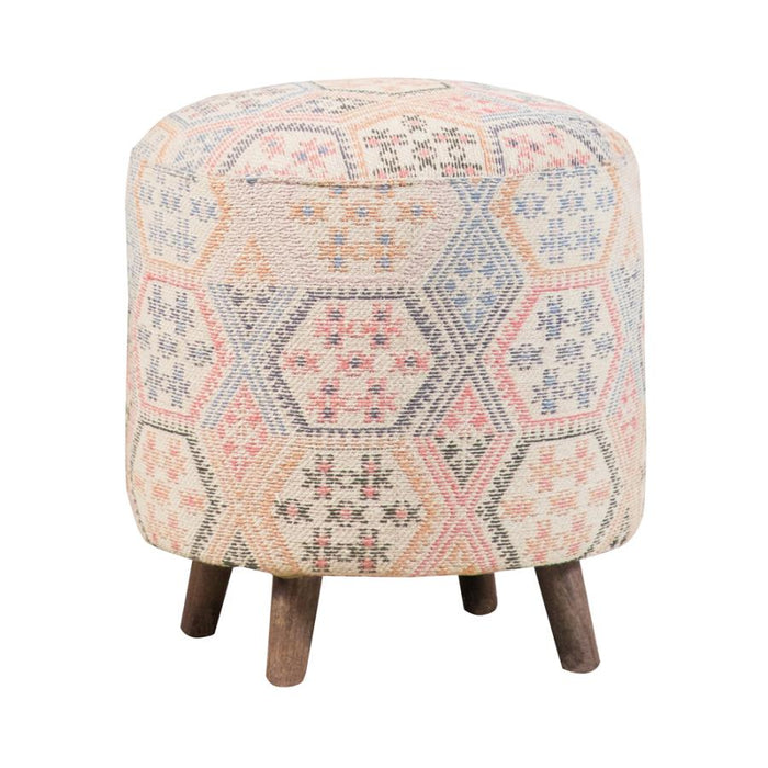 Naomi Pattern Round Accent Stool Multi-color