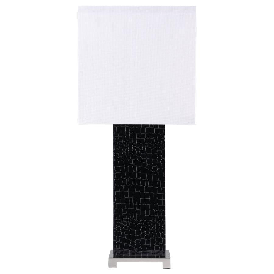 Black Alligator White Square Table Lamp