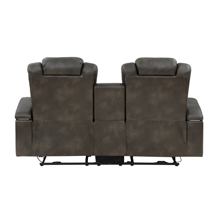 Tabor Power Recliner Loveseat BROWNISH GREY VINYL