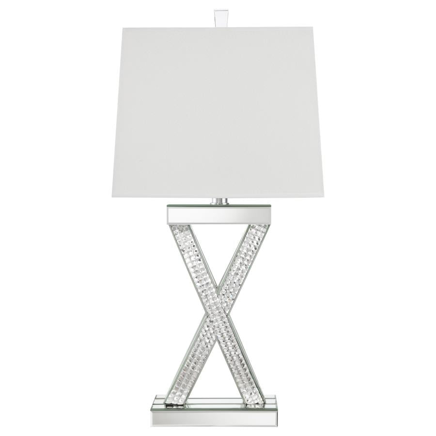 Dominick Table Lamp with Rectange Shade White and Mirror