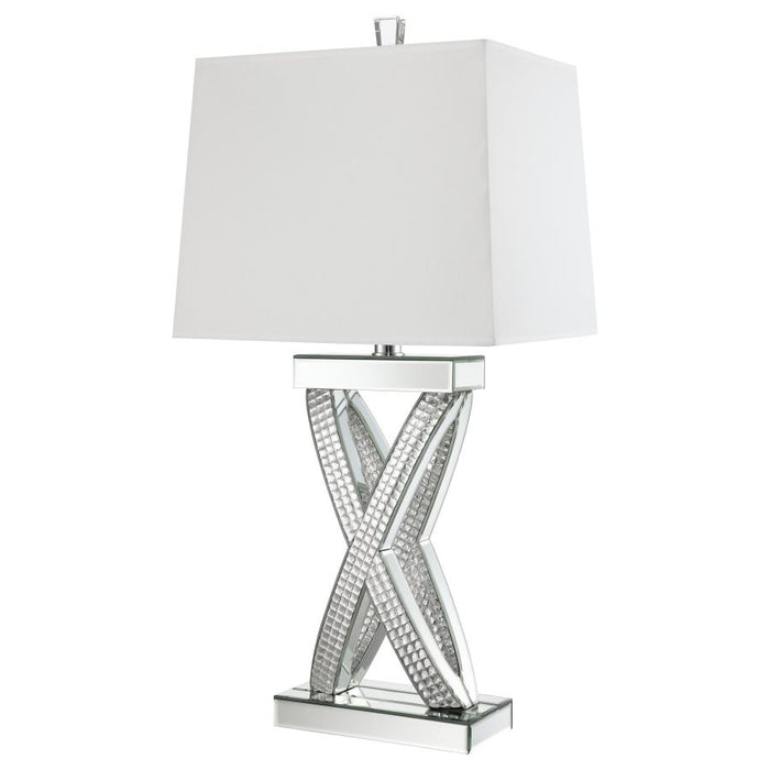 Dominick Table Lamp with Rectange Shade White and Mirror