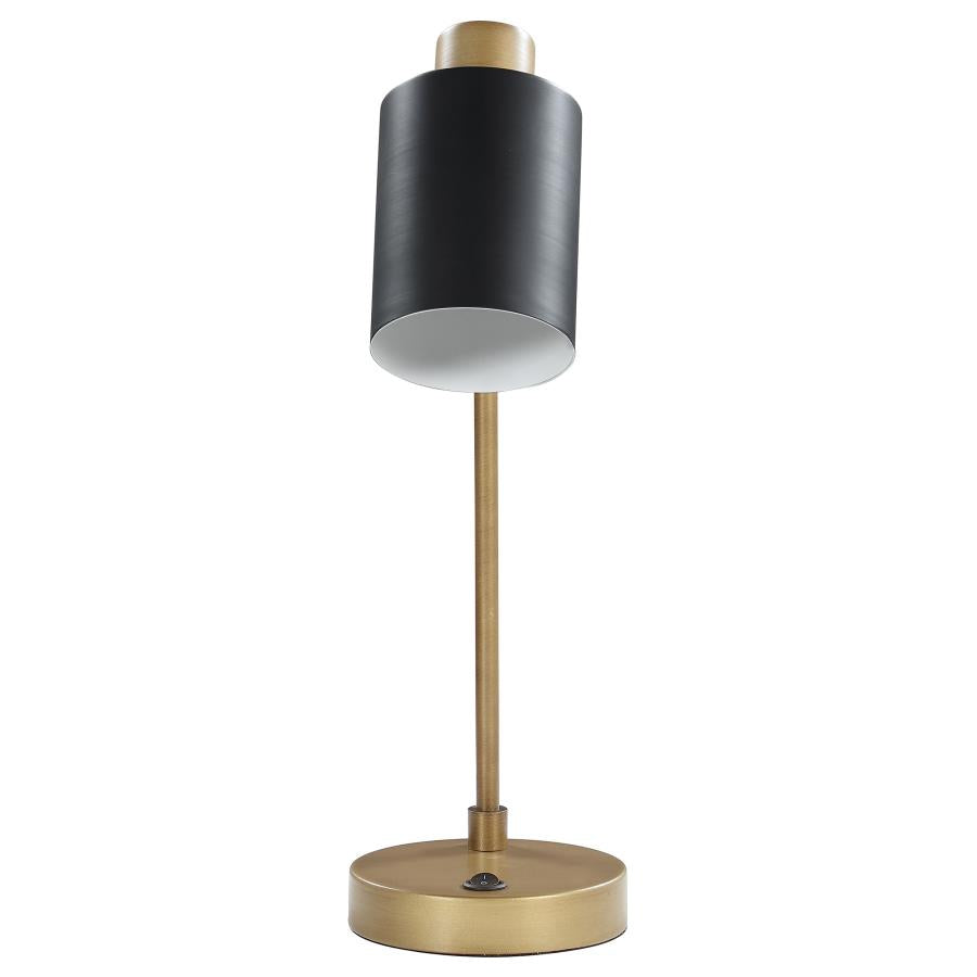 Cherise Adjustable Shade Table Lamp Antique Brass and Matte Black