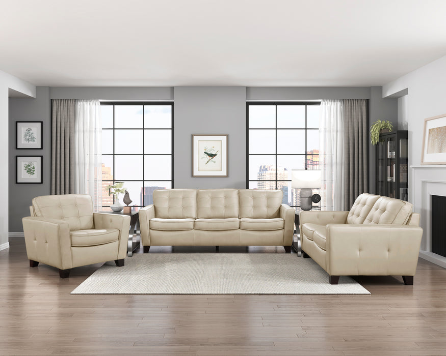 Renzo Top Grain Leather Loveseat BEIGE