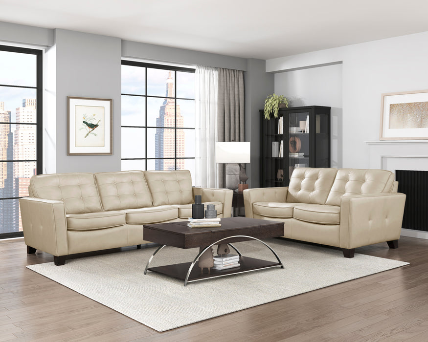 Renzo Top Grain Leather Loveseat BEIGE