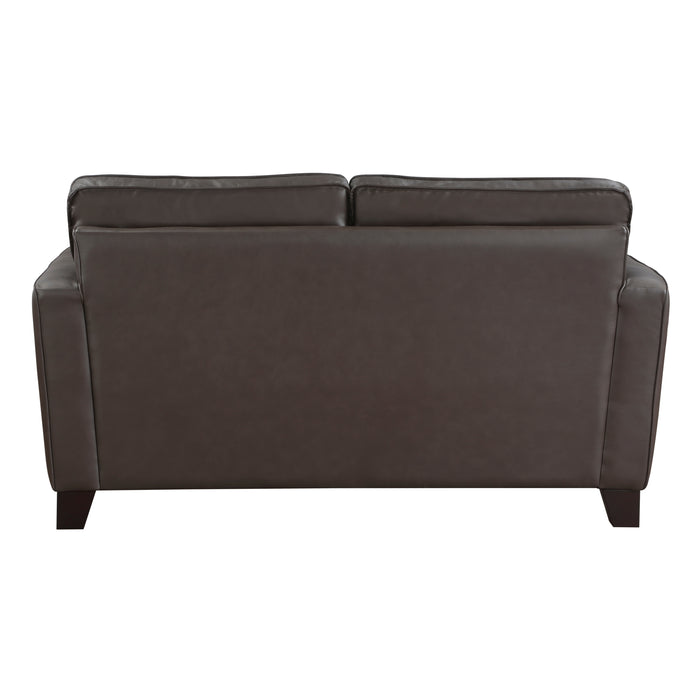 Renzo Top Grain Leather Loveseat BROWN