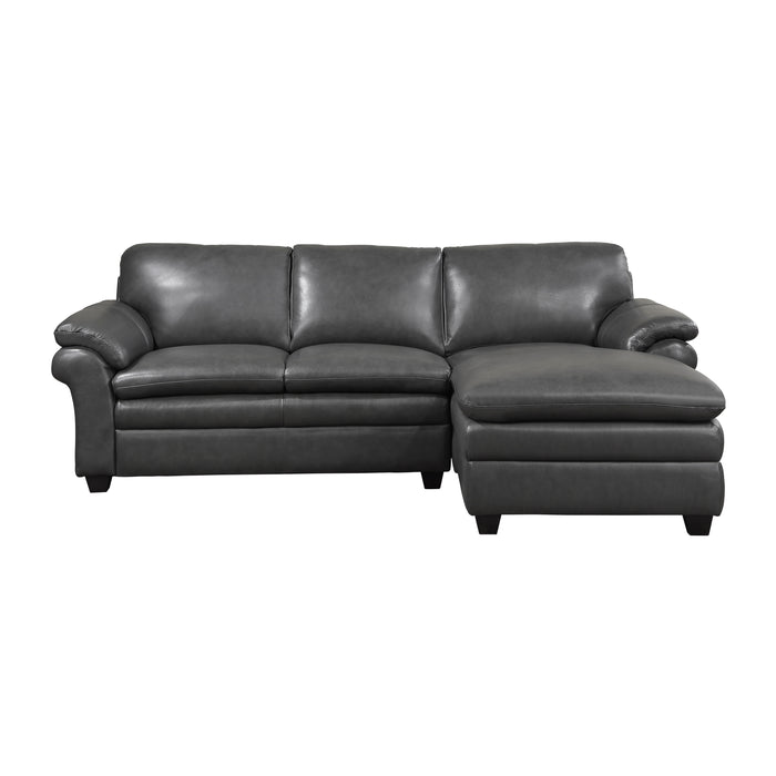 Exton Top Grain Leather 2-Piece Sectional with Right Chaise GREY ONLY