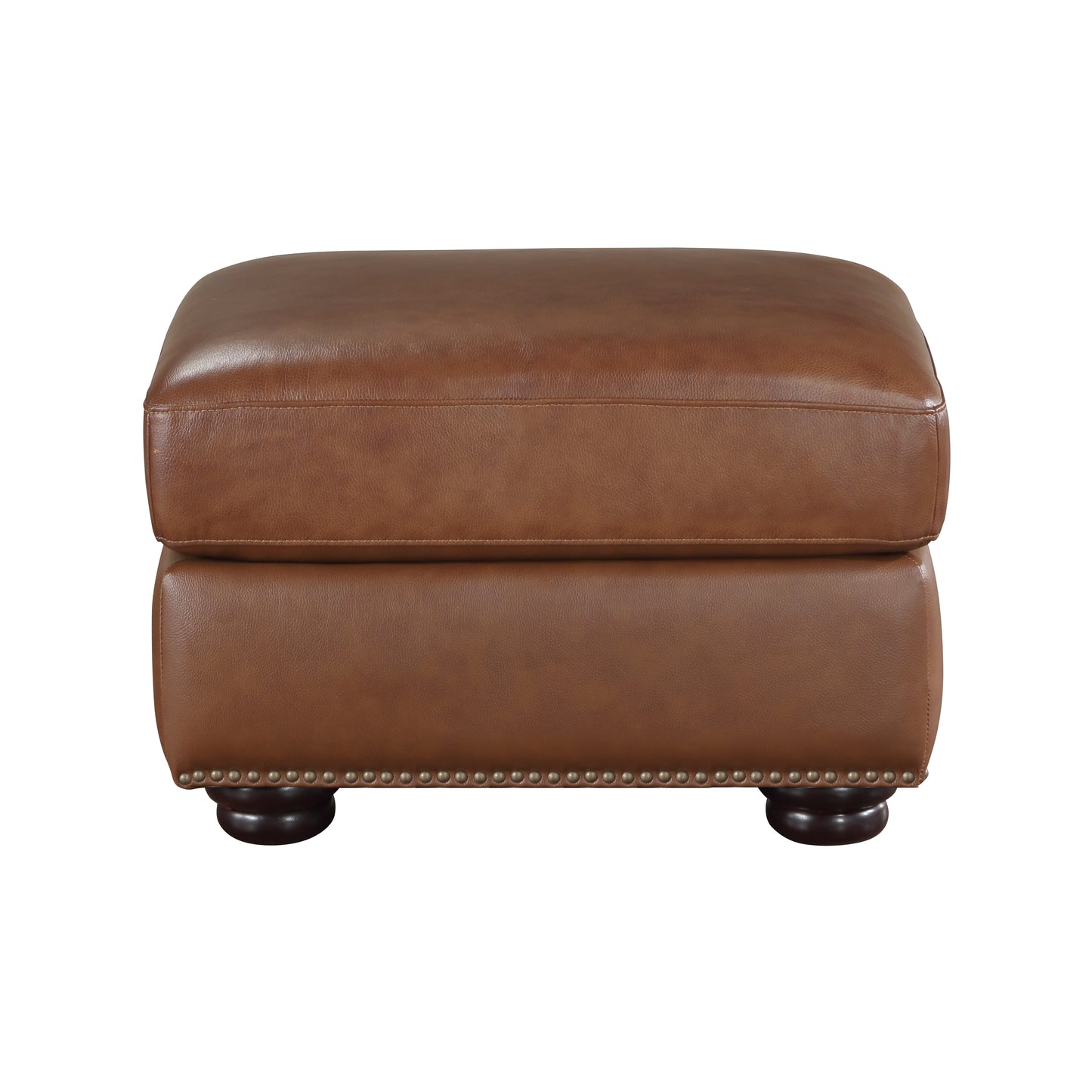 Attleboro Top Grain Leather Ottoman BROWN ONLY