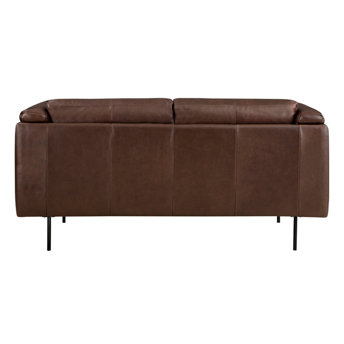 Soren Top Grain Leather Loveseat BROWN 100% LEATHER