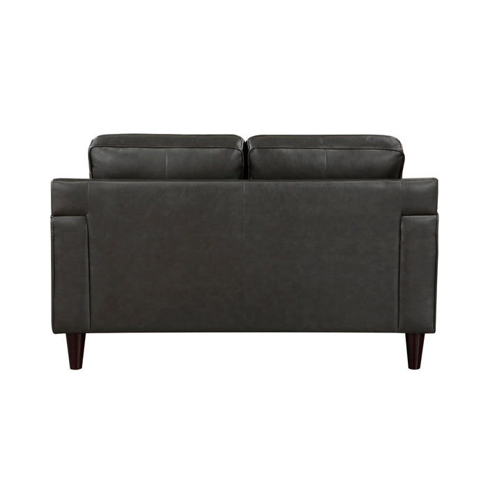 Aldrich Genuine Leather Loveseat DARK GREY