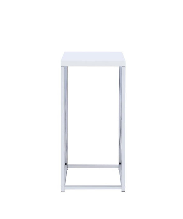 Edmund Accent Table with X-cross Glossy White and Chrome