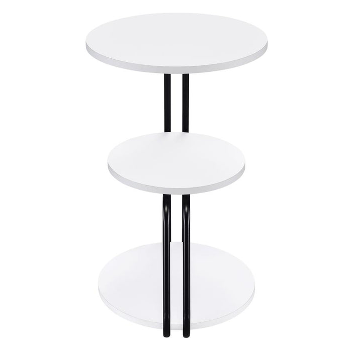 Hilly 3-tier Round Side Table White and Black