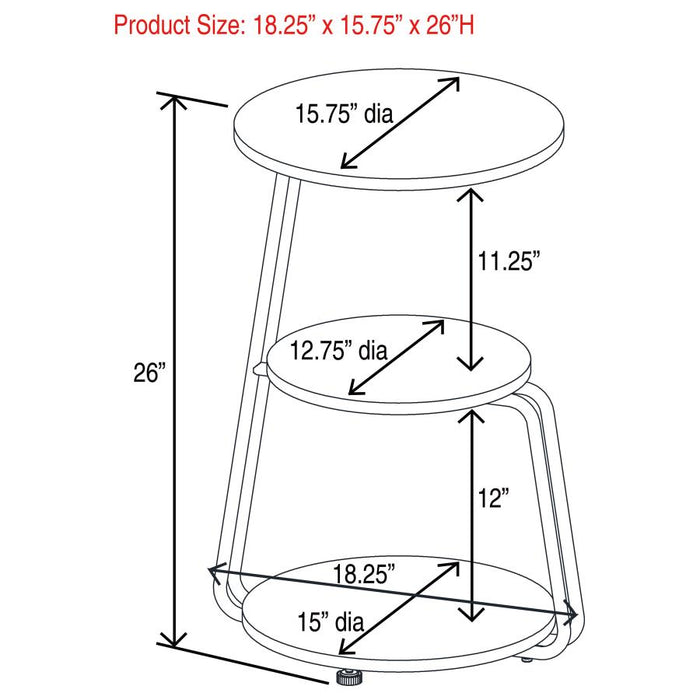 Hilly 3-tier Round Side Table White and Black